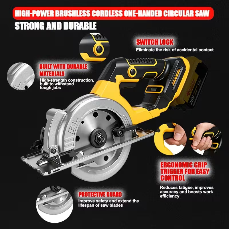 5-Inch 1000W Brushless Cordless Circular Saw, 10000RPM No Load Speed