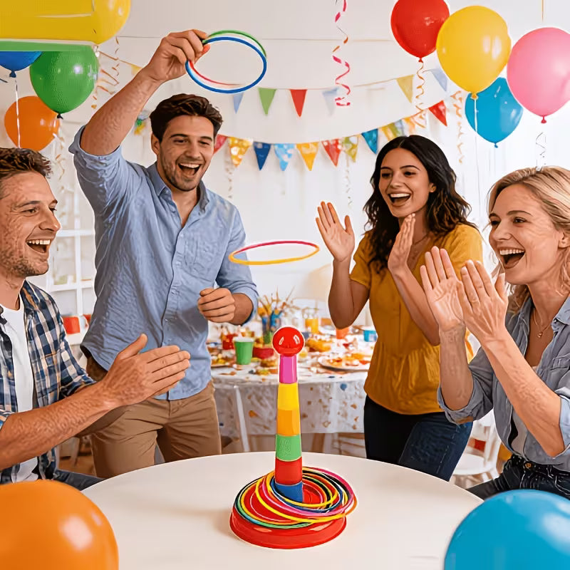 17-Piece Set: 9 Rings + 1 Base + 7 Colorful Stakes Colors