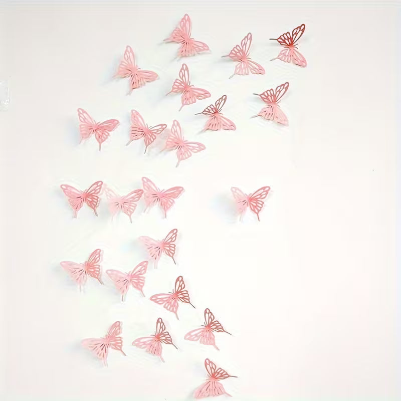 Set of 24 Three-Dimensional Butterfly Decorations for Parties