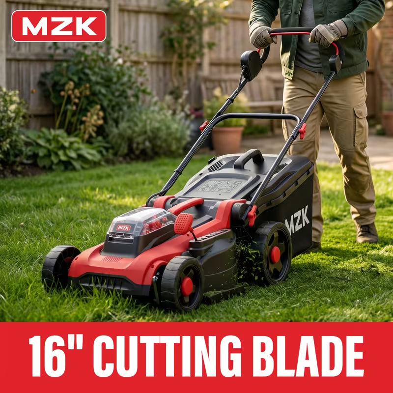 MZK 40V 16-Inch Electric Lawn Mower, 2-In-1 Brushless Cordless Lawn Mower