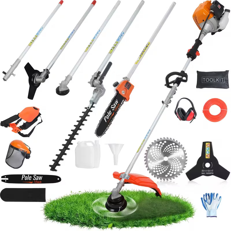 100CC 6-In-1/4-In-1 Multi-Functional Pruning Tool, Gas-Powered Hedge Trimmer, Lawn Mower