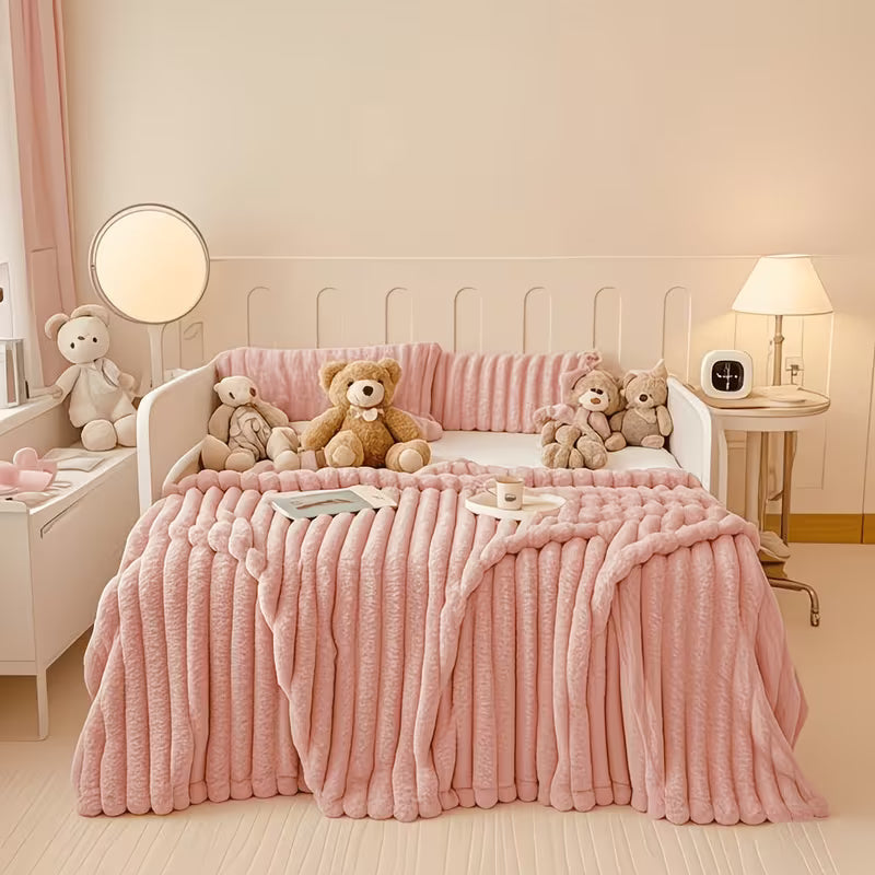 Luxury Plush Imitation Rabbit Fur Blanket - Ultra-Soft, Lightweight, Material Safety Kids Blanket