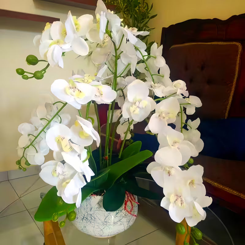 4pcs Set (Total 36 Flowers), 27.95-Inch Artificial Phalaenopsis Orchid: Maintenance-Free Long
