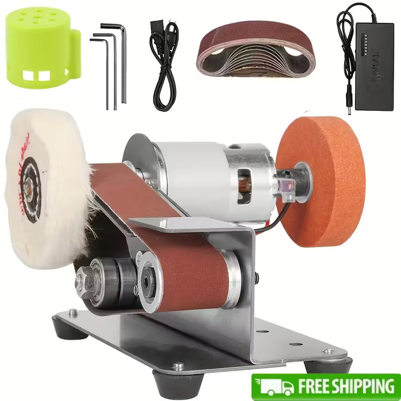 Mini Belt Sander Electric DIY 7 Adjustable Speed Control Small Grinder Sharpener Polisher Machine