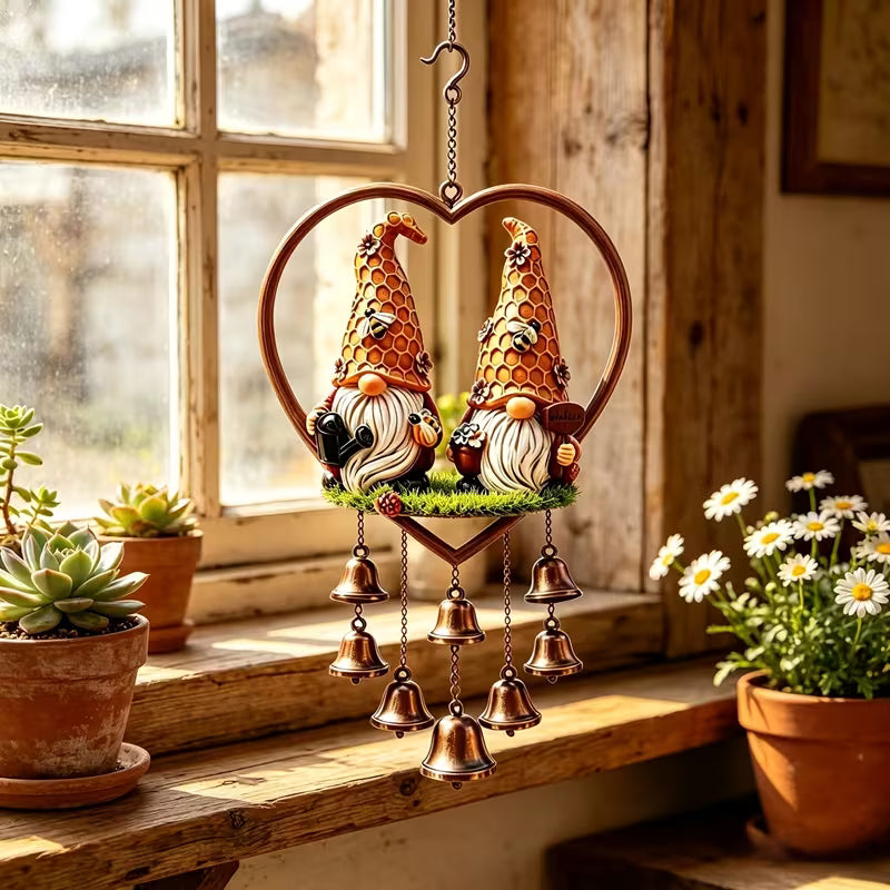 Honeycomb Gnome Wind Chime, Wooden