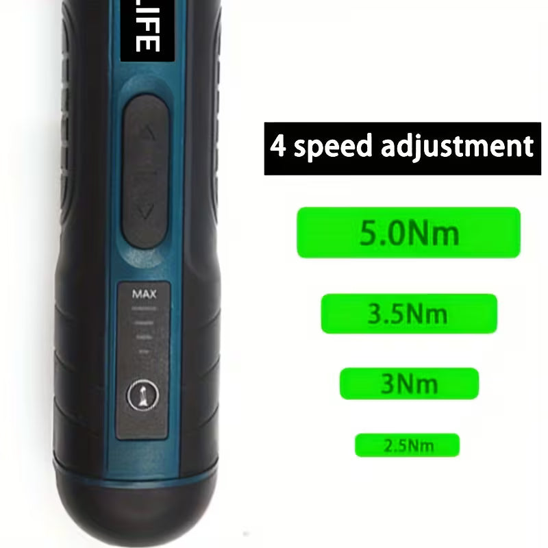 1 Set Cordless Screwdriver with Front LED - Electric Rechargeable Screw & Bit Set