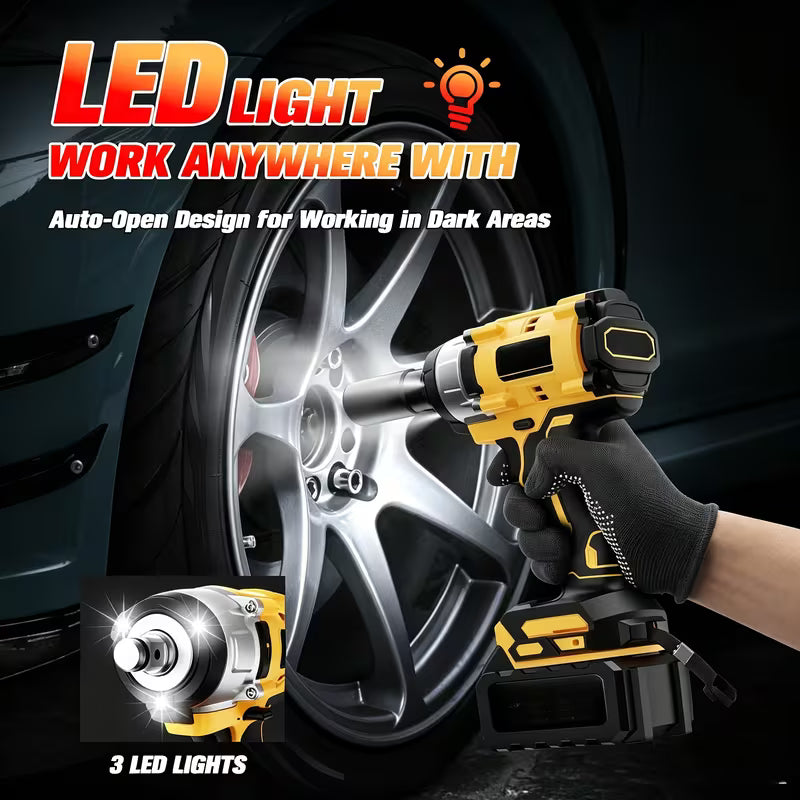 Cordless Impact Wrench - 590Ft-Lbs (800N.M) Brushless 1/2 Inch, 3300RPM High Torque Impact Gun
