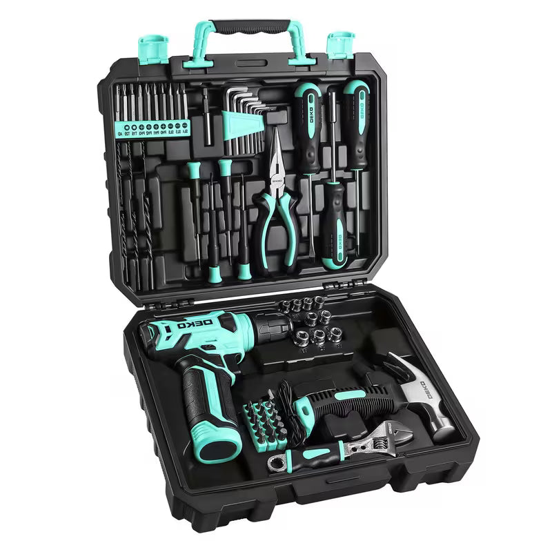 119/151PCS Power Tool Box Set With 8V/12V Cordless Drill/Driver, Hammer, Wrench, Screwdriver