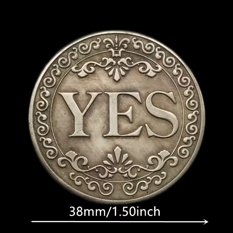 Double-sided YES/NO Decision-making Lucky Coin • Antique Silvery-gray