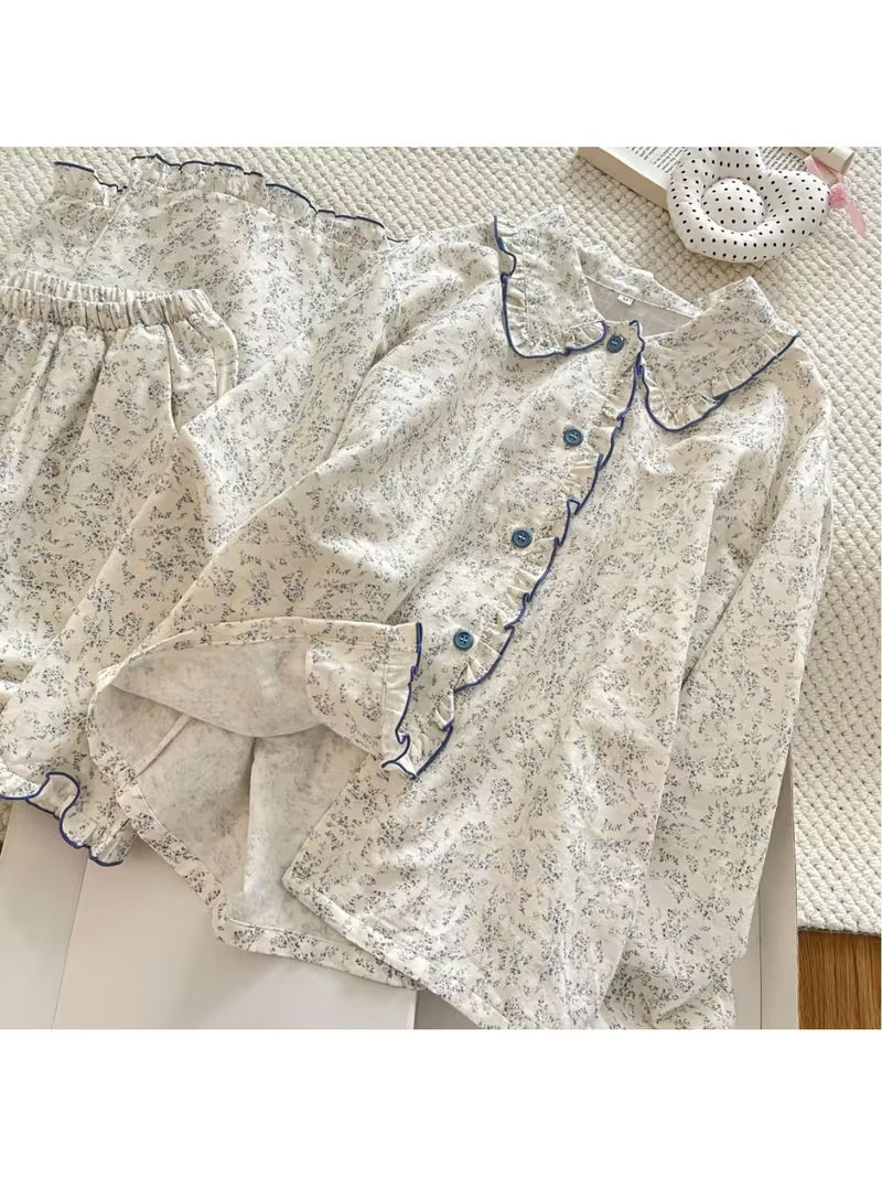 A High-Quality Retro-Style Women'S Floral Cardigan, Lapel Design, Two-Piece Set, Very Suitable