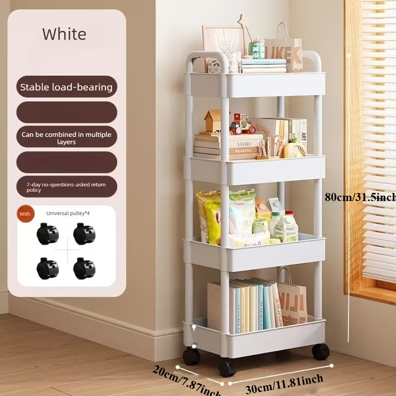 Portable Mobile Storage Cart - Multi-Tier Shelf, Space-Saving
