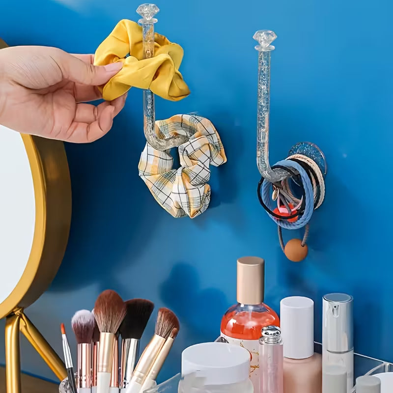 5pcs Wall-Mounted Jewelry Storage Hooks - No-Drill Multi-Functional Shelves, Suitable
