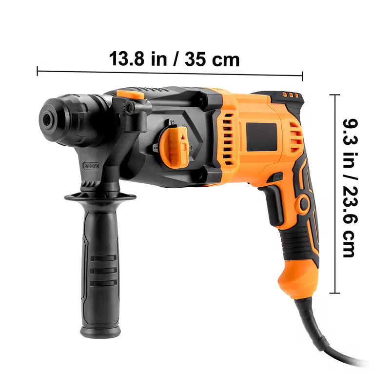 VEVOR Rotary Hammer Drill Corded Drills 1" 4 Modes SDS-Plus Chipping Hammers