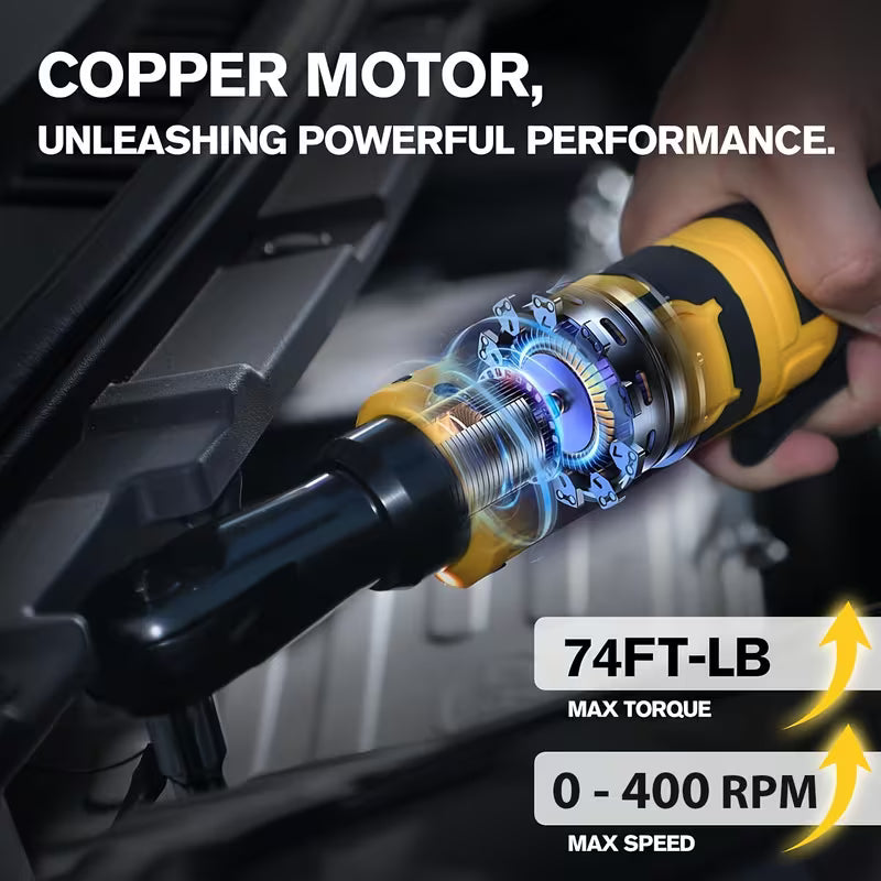 Professional Heavy-Duty Cordless Ratchet Wrench Kit for Dewalt 20V Max Battery- 74Ft-Lb Torque