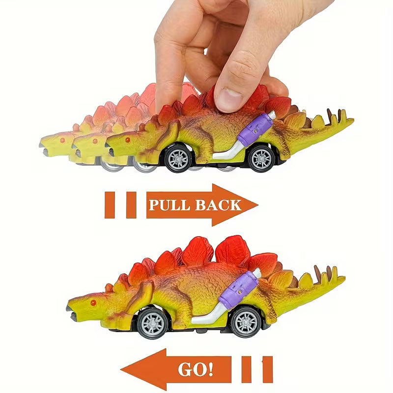6-Pack Dinosaur Pull-back Toy Cars Set Plastic