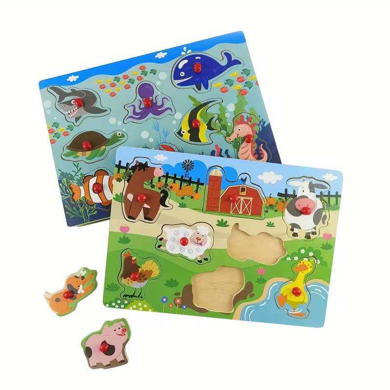 Peg Puzzle Set of 4 32-Piece Wooden
