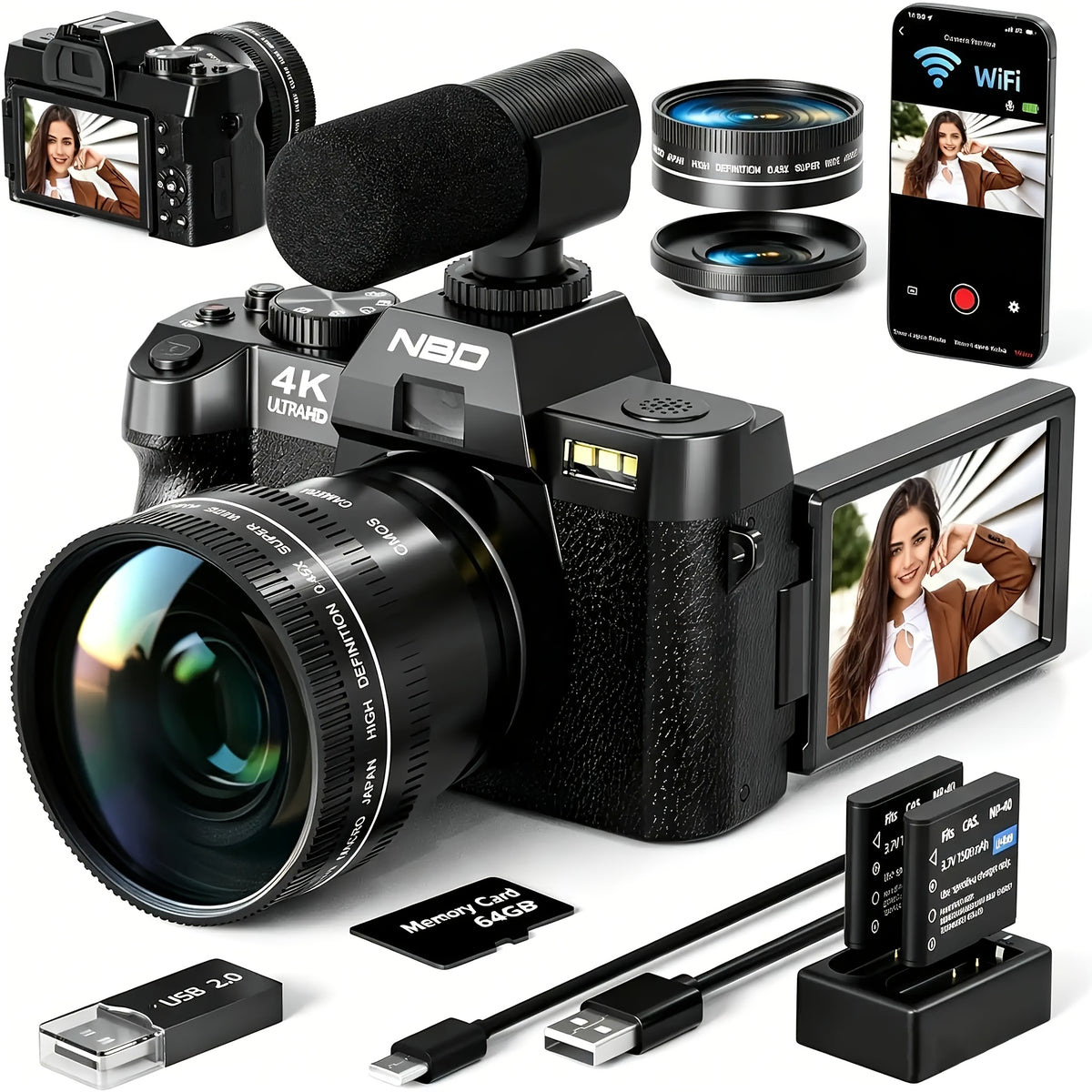 Digital Cameras for Photography 4K 52mm