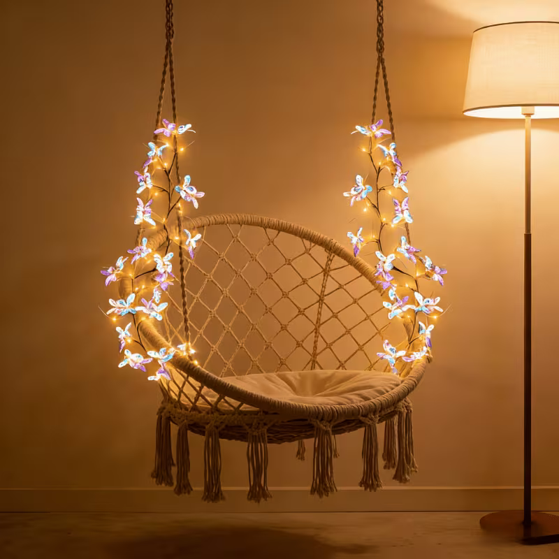 Set Warm White Bendable LED Willow Vine, White