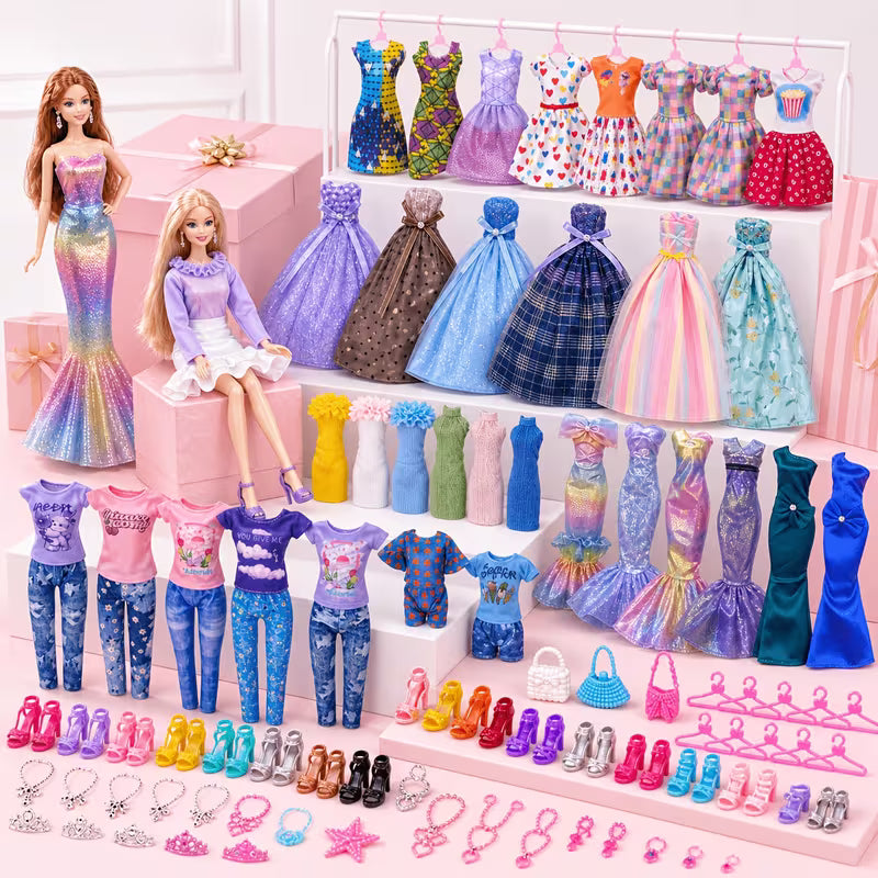 Gift for Her/him Kids Party Favor Pack 34-Piece Girl Doll Clothes 11.5In