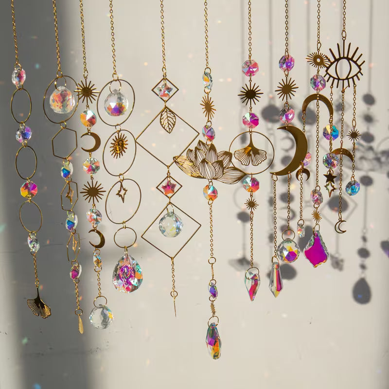 Sun Catchers - 10pcs Crystal Suncatcher Prism - Rainbow Maker Hanging Kit with Chain