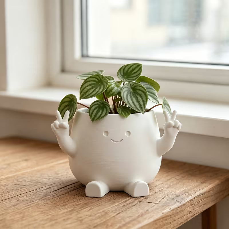 One 3D-printed Cartoon Character-shaped Planter, Made of High-quality Plastic with an Adorable