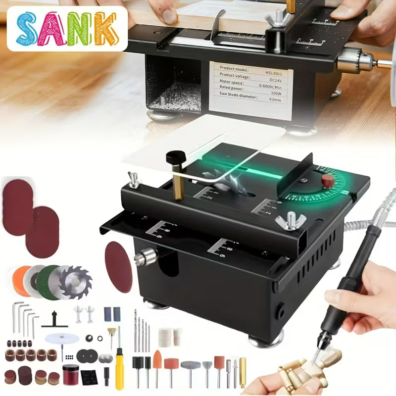SANK Mini Table Saw, Multi-functional Portable, Sanding, Drilling, Engraver Machine