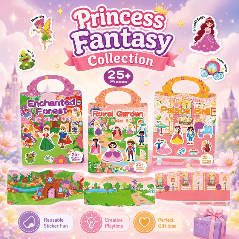 Princess Romance Themed Reusable Jelly Sticker Book
