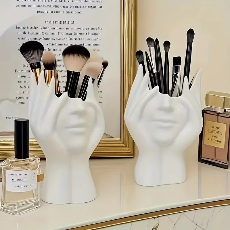 Unique Creative Human Body Art Shaped Makeup Brush Holder Pen Cup Decorative Storage