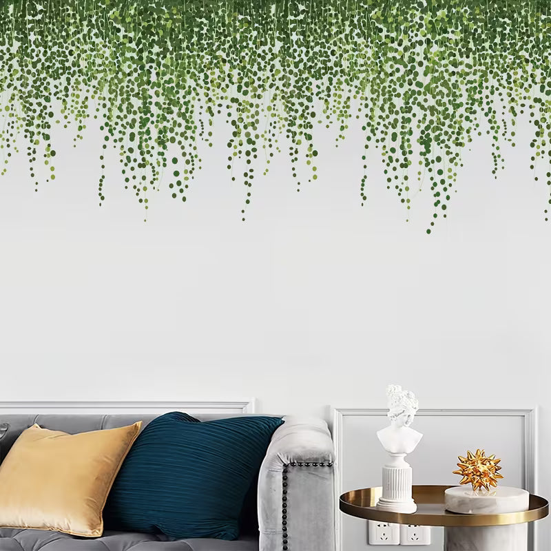 Transform Your Wall with this 1pc Long Green Vine Decorative Sticker - DIY Materials Included!