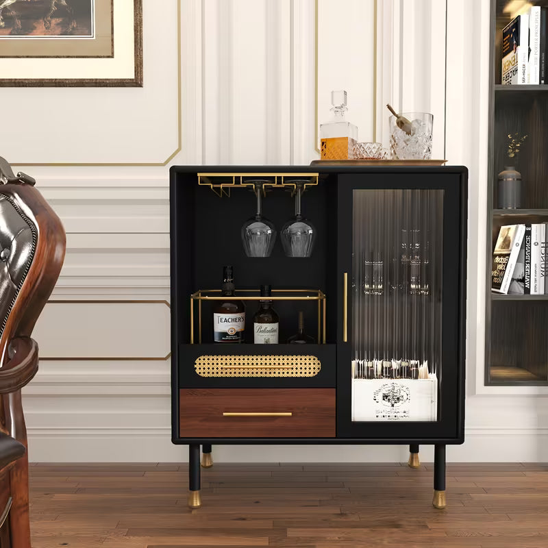 Modern Coffee Bar Cabinet, Glass