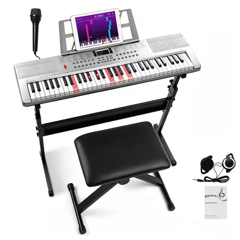61-Key Electronic Keyboard with LED Lights