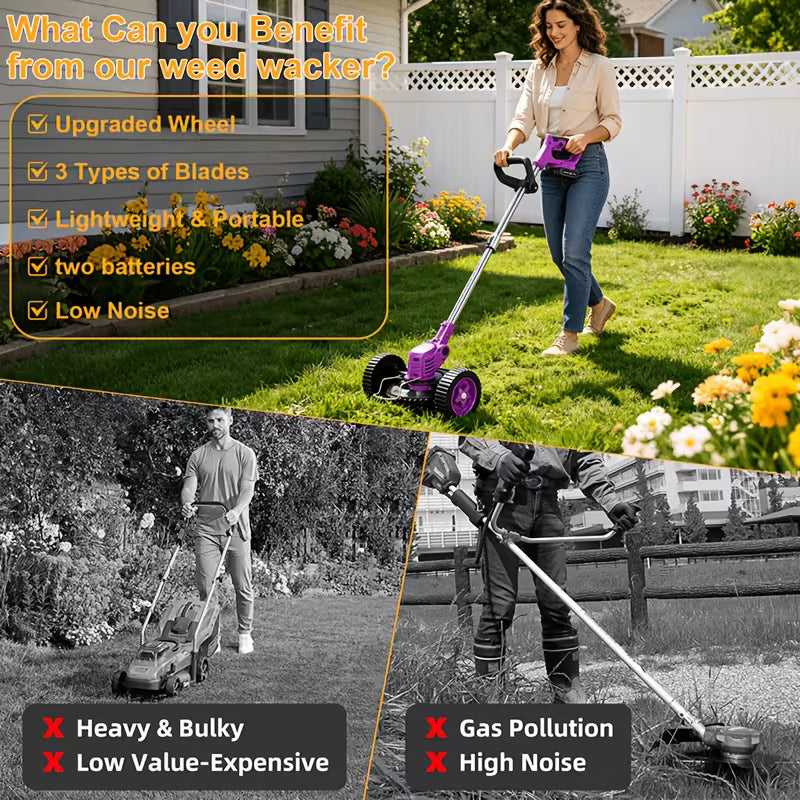 Portable Cordless Electric Grass Trimmer & Lawn Edger