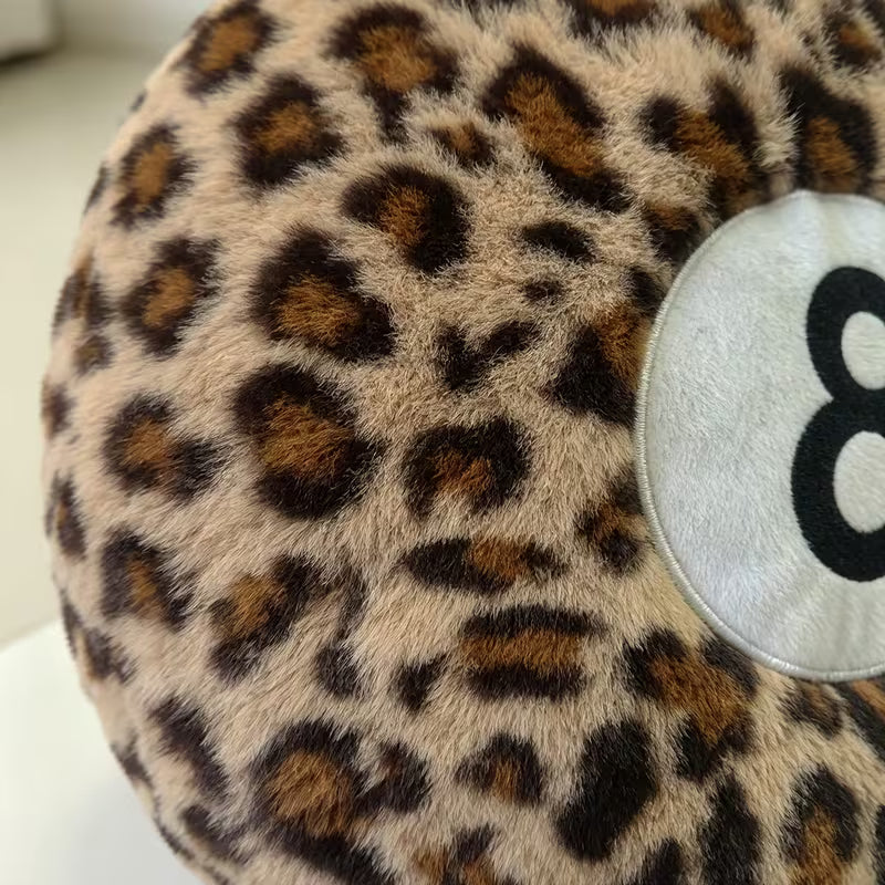 1pc Retro Leopard Print Size 8 Round Plush Pillow, Sofa Decorative Cushion, Individual Digital