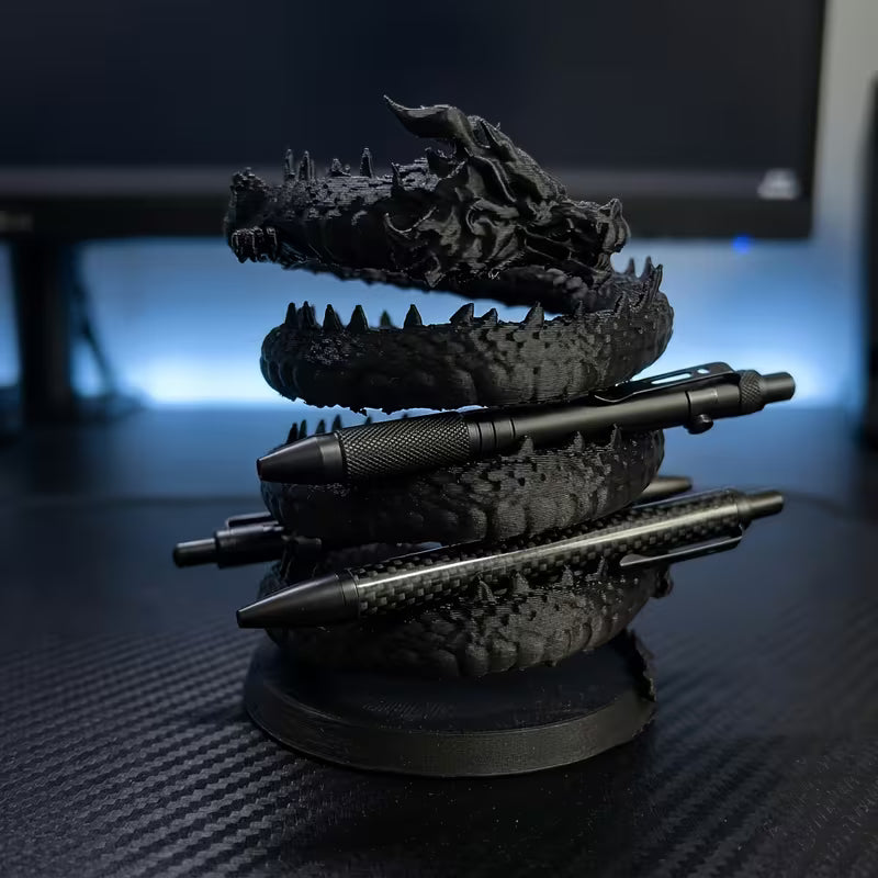 Single-Pack Creative 3D Printed Dragon Ornament, Cool Desktop Organizer Pen Holder for Gaming