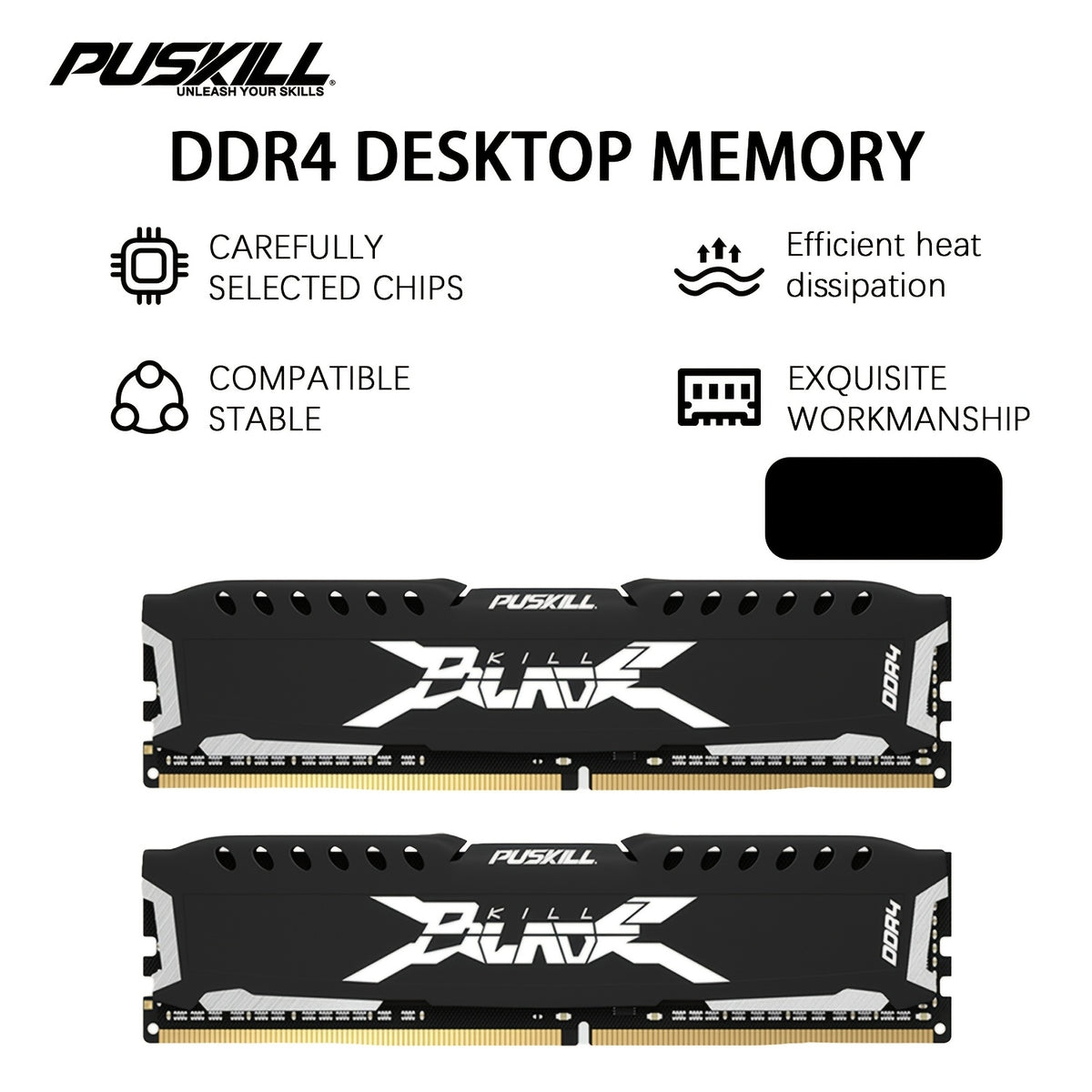 PUSKILL 3200MHz/2666MHz DDR4 Desktop RAM Aluminum