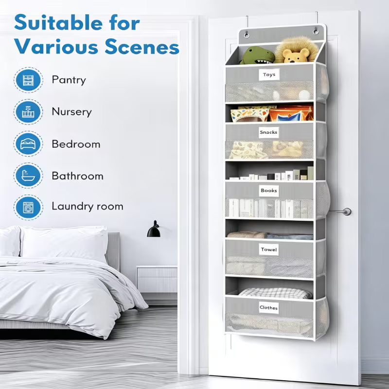 Door Style Multi-layer Storage Bag, Storage Artifact, Non Drilling Wall Hanging Rack, Thick