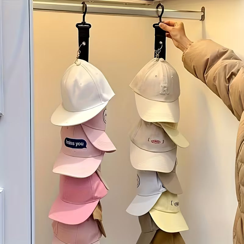 Stainless Steel Hat Rack with 8 Clips - Holds 16 Baseball Caps, Summer Hat and Clothing