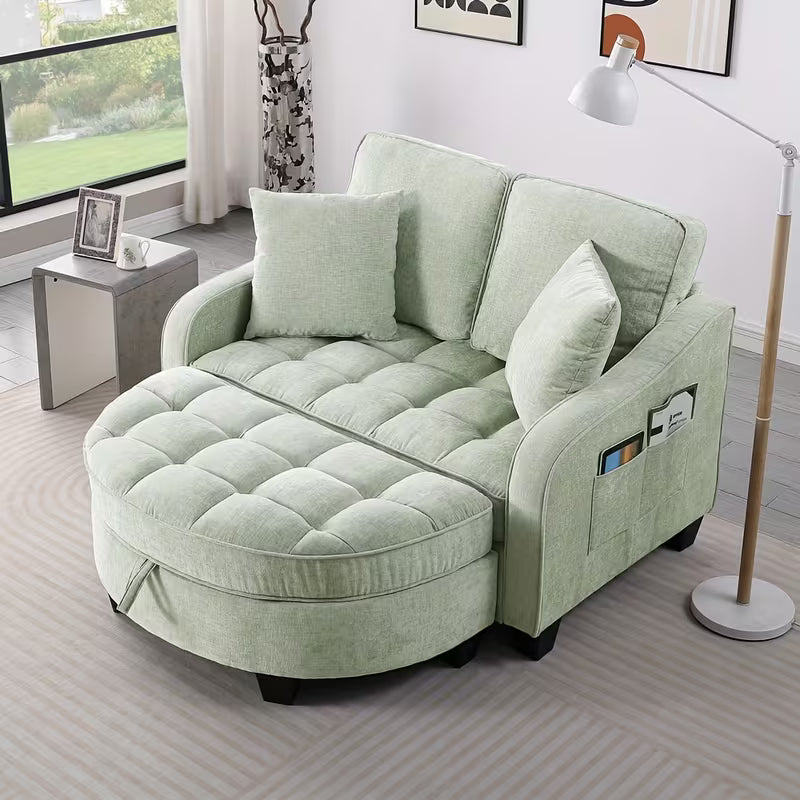 Double Sofa, Double Sofa Chaise Longue, Irregular Armrests And Backrests