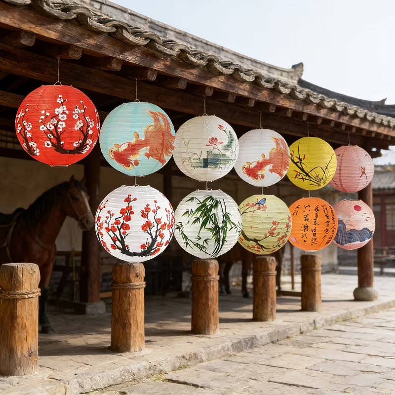 Traditional Chinese Lanterns Random Color | Multicolor Paper Set, Random Color