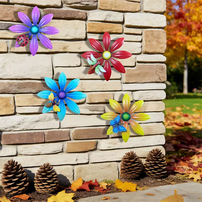 4pcs 4pcs Metal Daisy Wall Decor Set, Metal