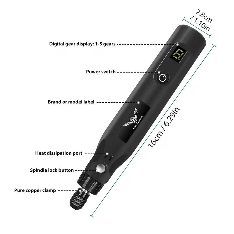 25pcs/39pcs Black/Blue Small Household USB Rechargeable Electric Engraving Tool Set • Jade Carving