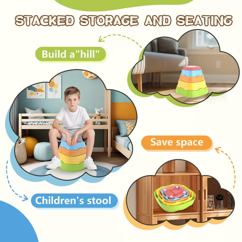 5-Piece Set of Non-slip Balance Stones for Children