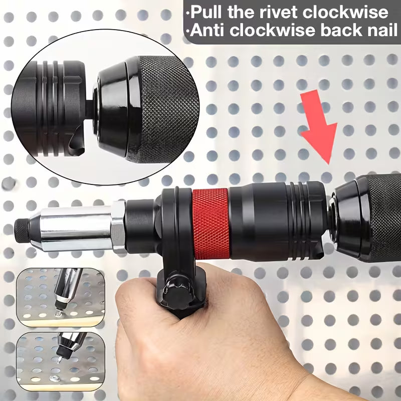 Professional Rivet Machine Kit, Home Riveter Gun Adapter, Multifunctional Automatic Rivet Nailer