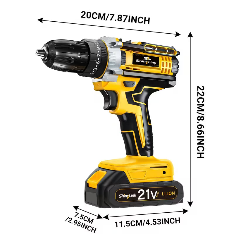 21V Cordless Impact Wrench Wireless Drill Set, Brushless Electric Impact Gun Drill, Toolbox