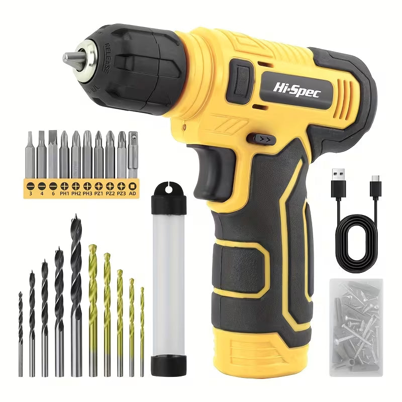 Hi-spec Household Multi-function Small Power Electric Drill, 8V Rechargeable Handheld