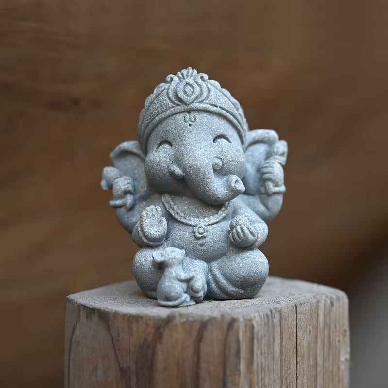 1pc Indian Elephant God of Wealth Statue - Resin, Religious Theme for Garden, Moss Planter &