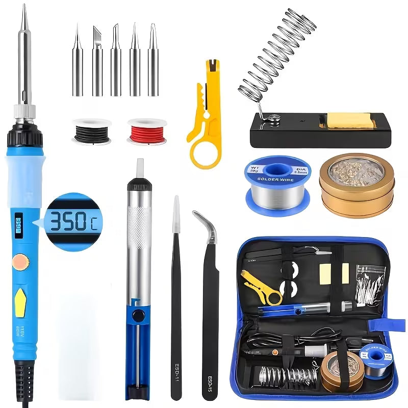 15pcs Soldering Kit, Equipped with 5 Soldering Tips, Absorber, Tweezers, Wire, Soldering Holder