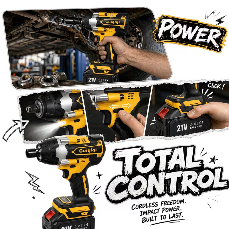 21V Brushless Impact Wrench - 800Nm High Torque, Brushless Motor, LED Light, 3-Speed Adjustment