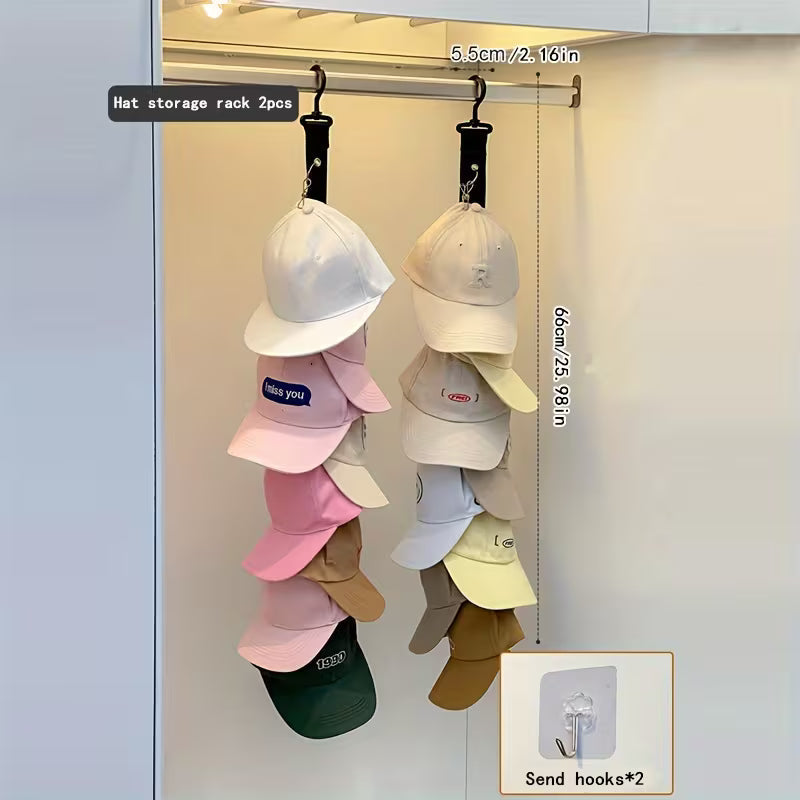 Stainless Steel Hat Rack with 8 Clips - Holds 16 Baseball Caps, Summer Hat and Clothing