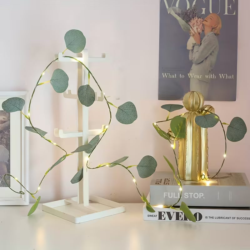 1pc of Decorative Light String with Eucalyptus Leaves, 78.74 inch Long with 20 Lights